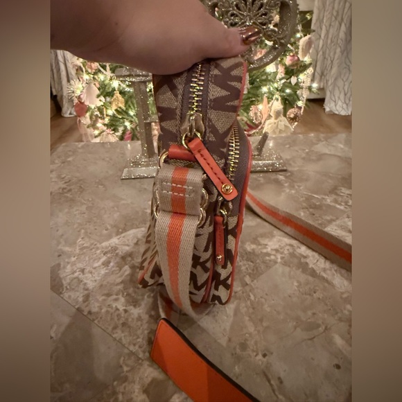 Michael Kors Brown and Orange Signature Flight Crossbody Bag - Picture 4 of 15